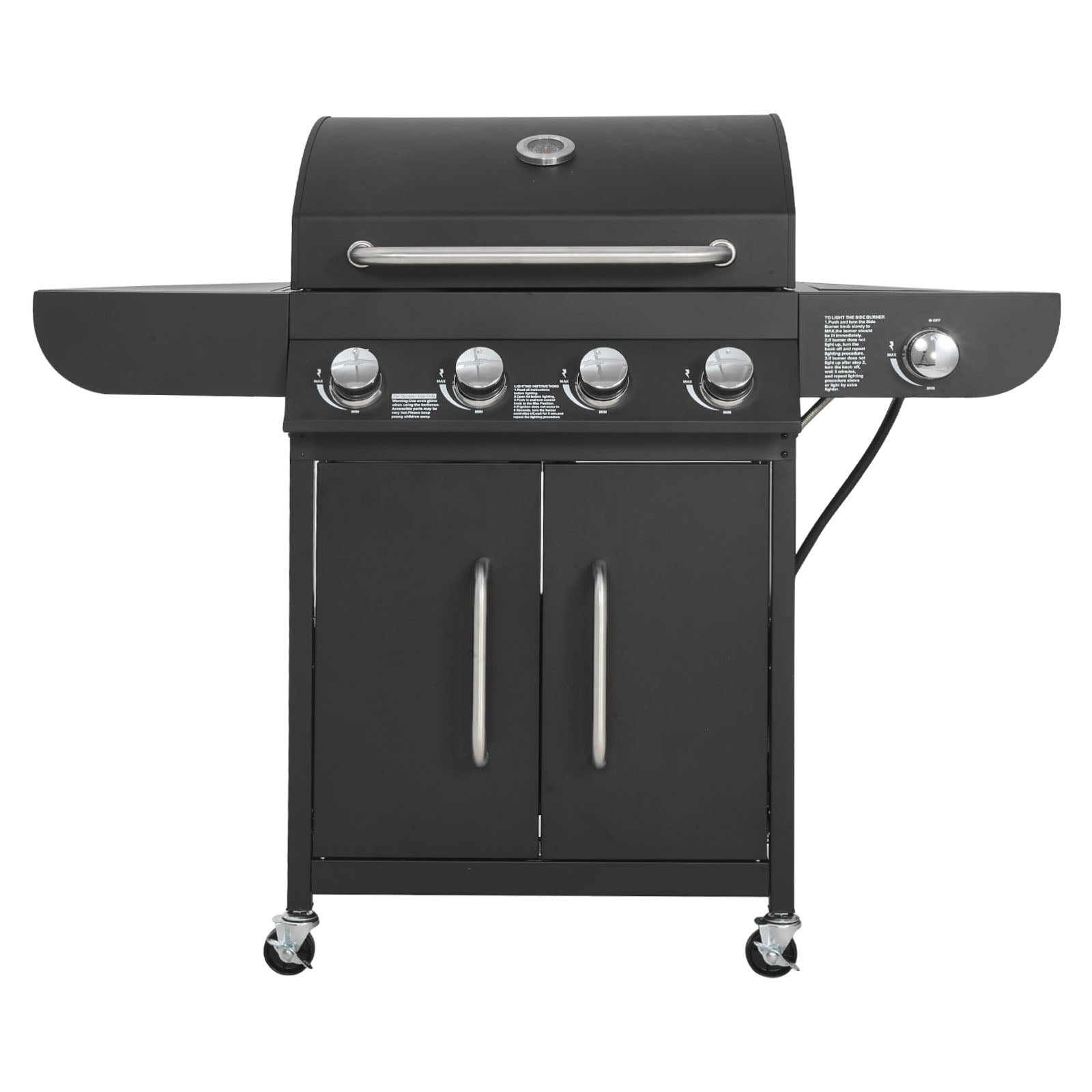 4 Burner Propane Gas Grill with Side Burner