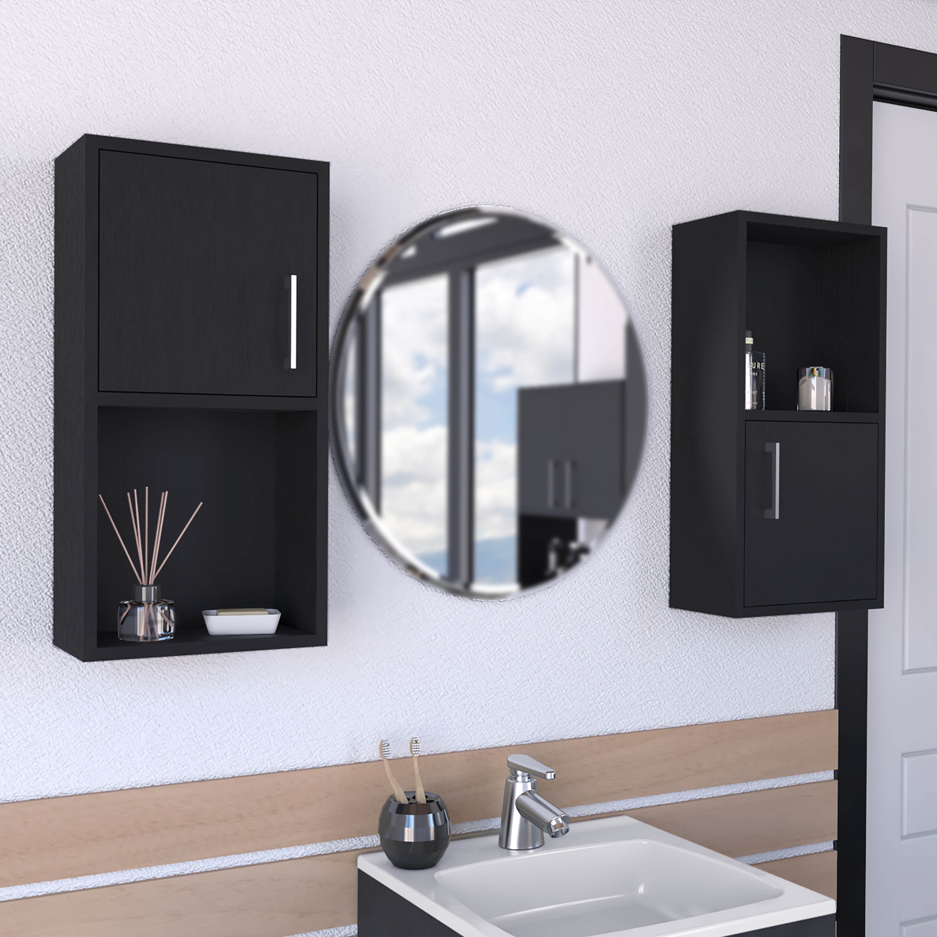 Wall Mounted Bathroom Medicine Cabinet - Eak 24" H, Two Doors