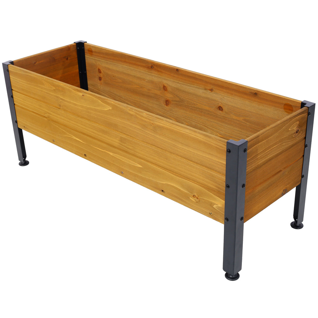 Wood Rectangular Garden Planter Box Raised Bed Outdoor