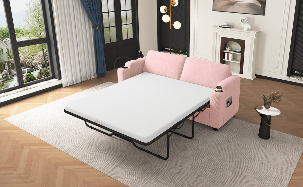 72.8" Corduroy Sleeper Sofa Loveseat