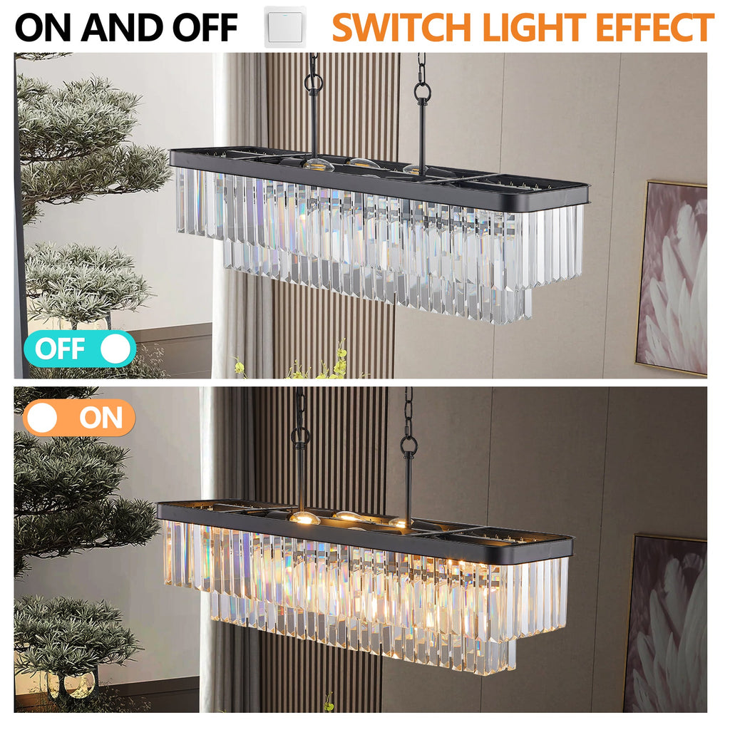 Adjustable Rectangular Crystal Chandelier