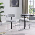 Contemporary Dining Chair Set of 2, Boucle Fabric Upholstered Kitchen Chair