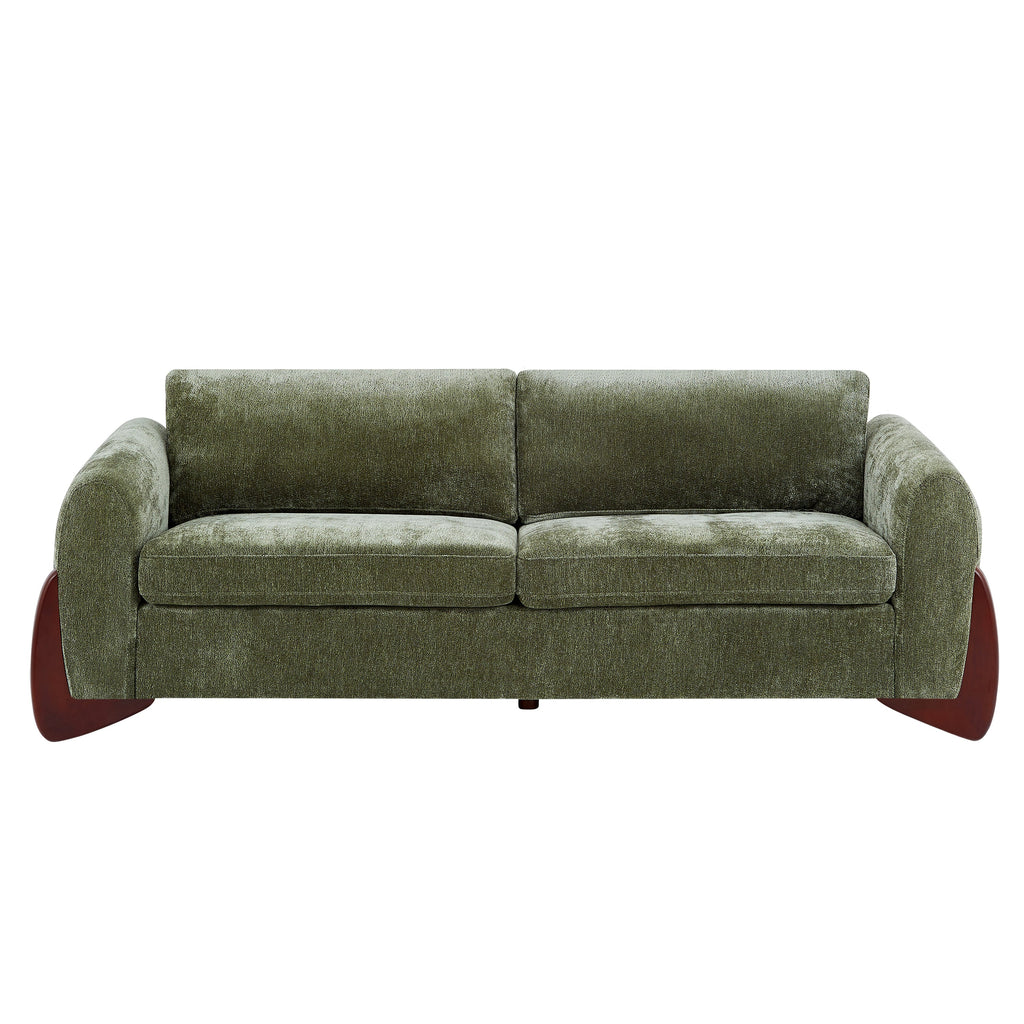 89"L Olive Chenille Sofa