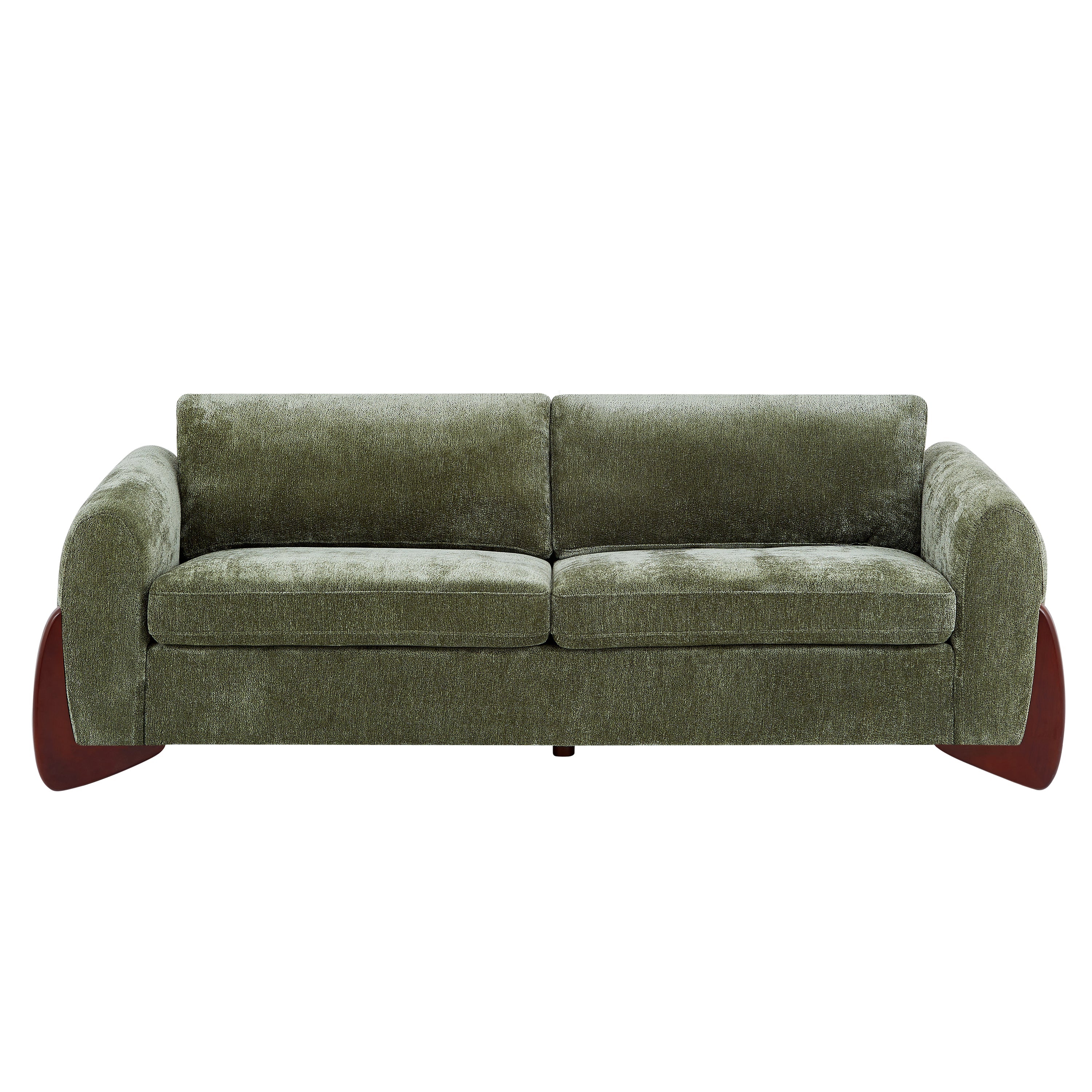 89"L Olive Chenille Sofa