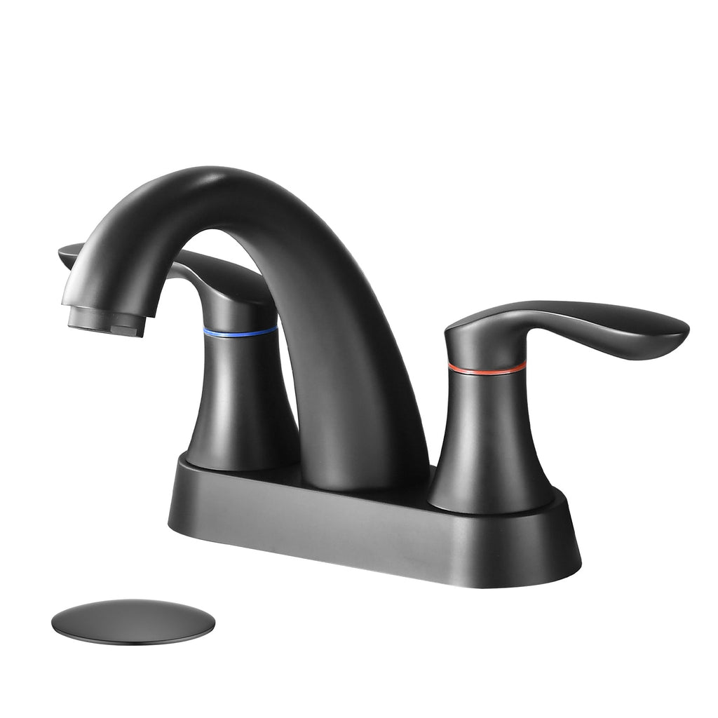 Two Handle 4 Inch Centerset Bathroom Sink Faucet with Pop-Up Drain