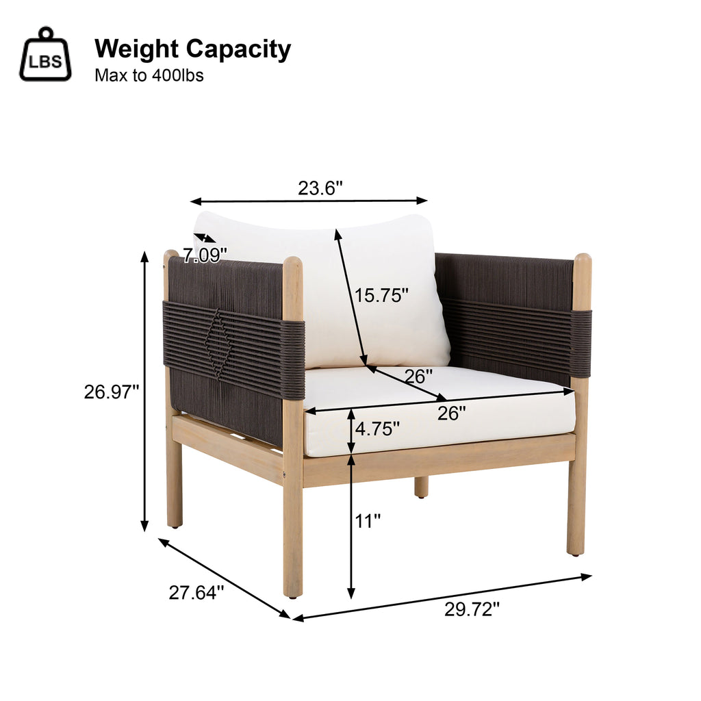 Outdoor Acacia Club Chairs (Set of 2) with Diamond-Pattern