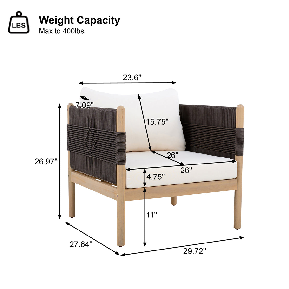 Outdoor Acacia Club Chairs (Set of 2) with Diamond-Pattern