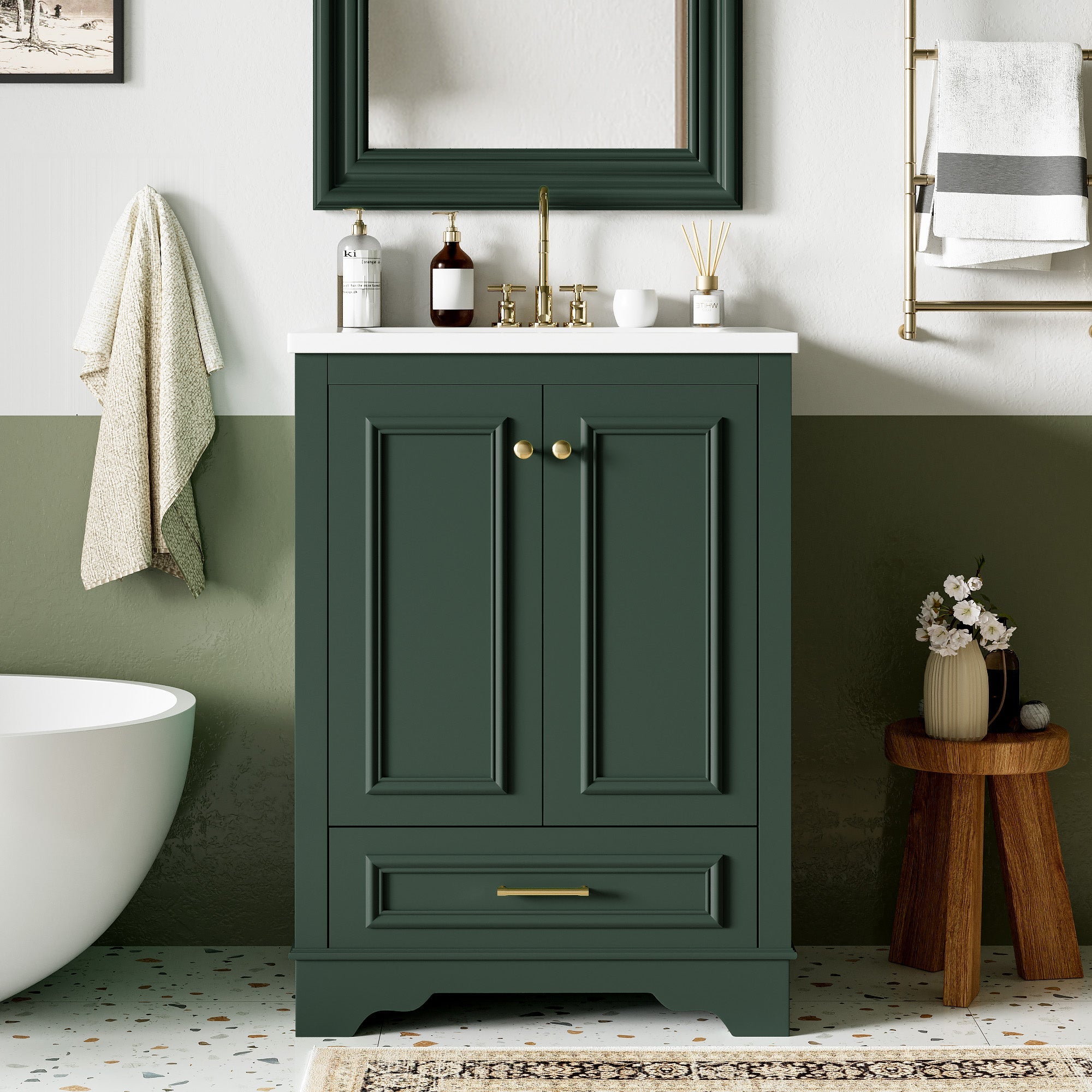 24'' Bathroom Vanity with Ceramic Sink Combo