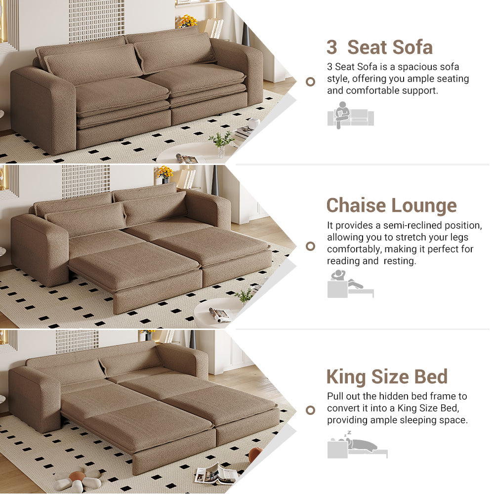 93" King Size Sleeper Sofa Bed - 3 in 1 Convertible