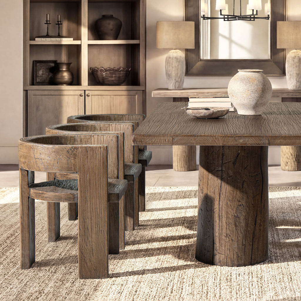Soren Solid Reclaimed Elm Sculptural Accent Curved Dining Chair