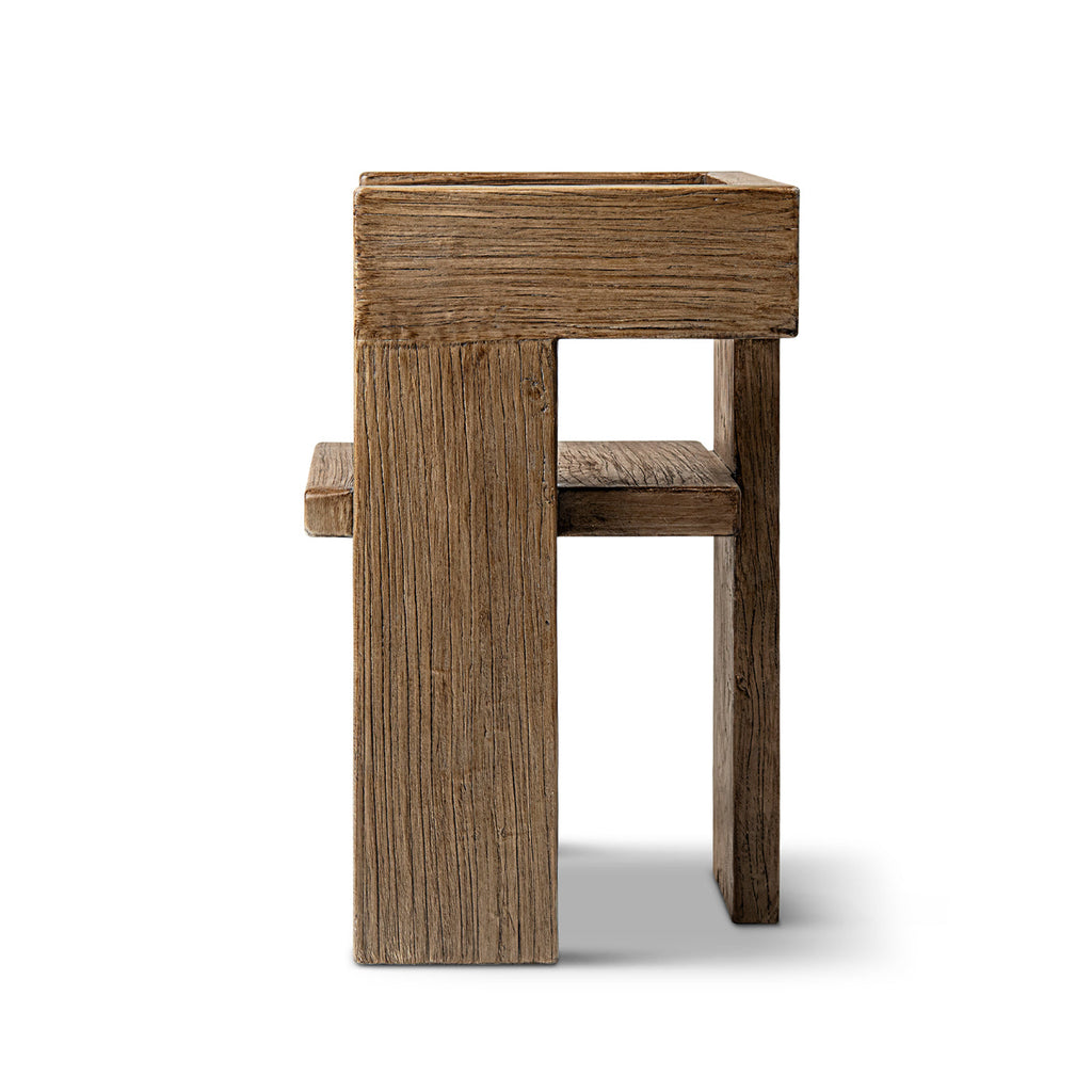 Avenel Solid Reclaimed Elm Sculptural Block Accent Chair