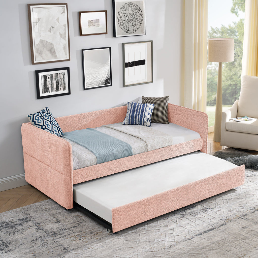 Upholstered Tufted Daybed with Twin Size Pop-up Trundle