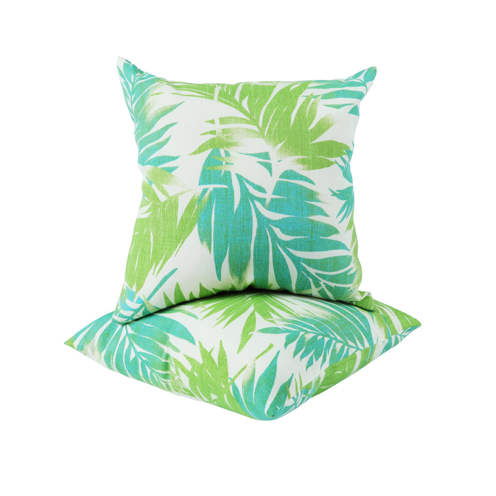 2 Pack Outdoor Pillow Covers - Tropical Palm Aqua