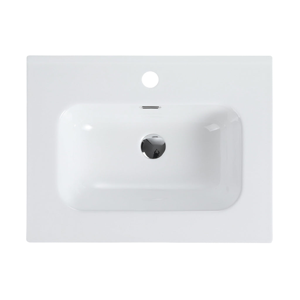Glossy White Ceramic Integrated Sink