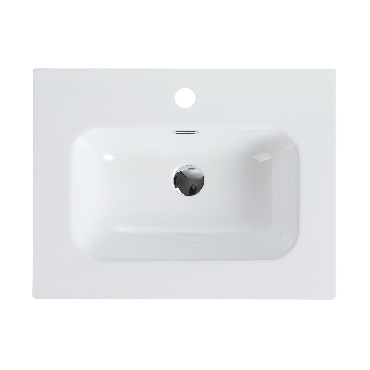 Glossy White Ceramic Integrated Sink