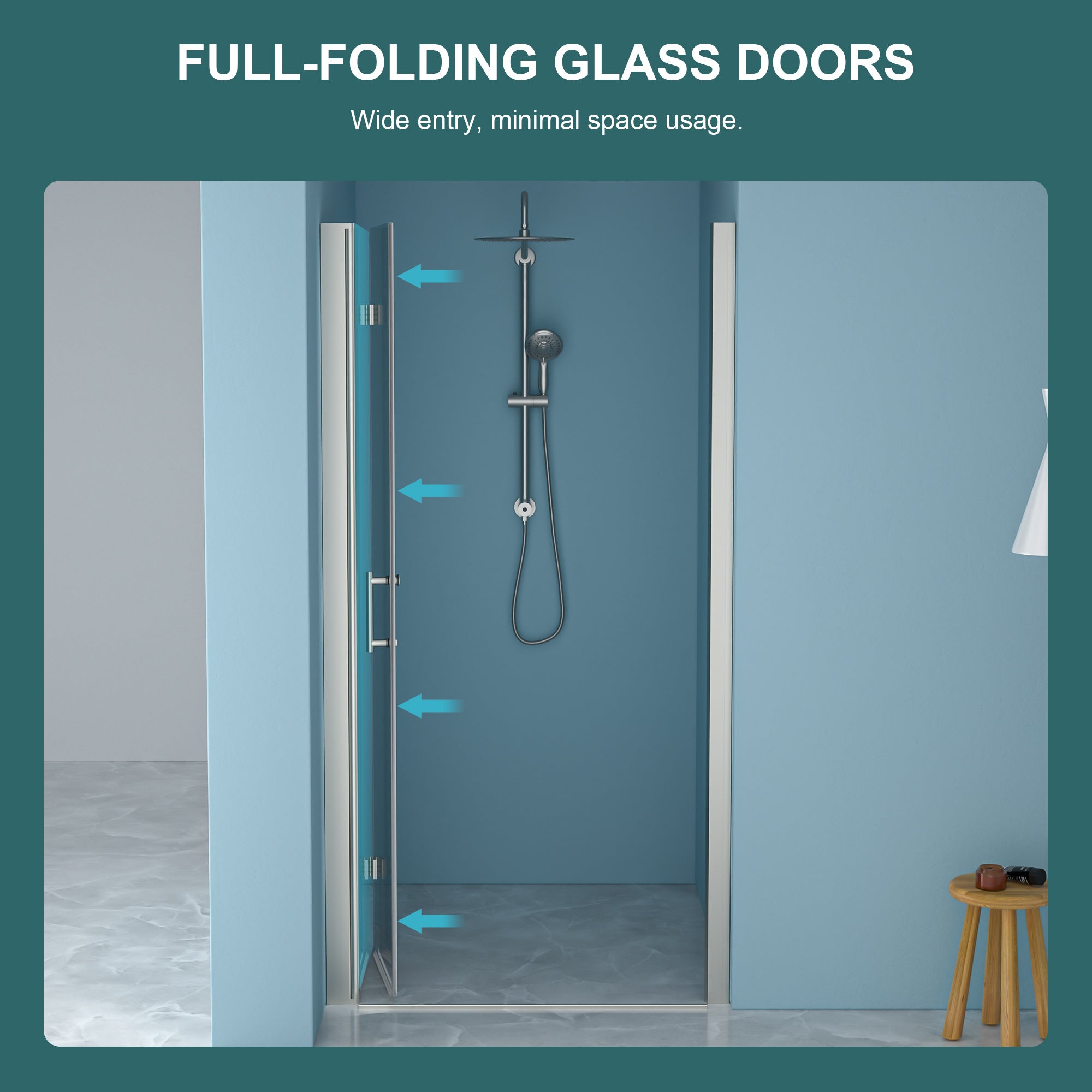 34"W x 72"H Fold Frameless Shower Door