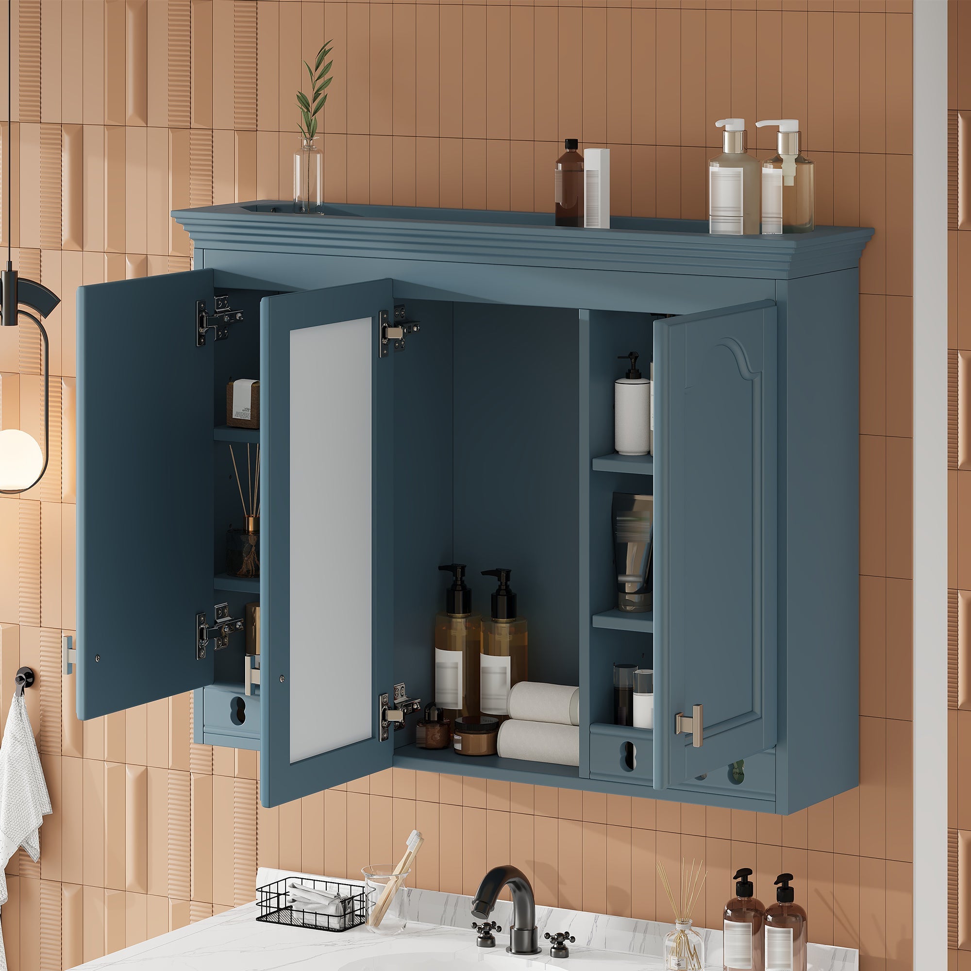 35 Inch Wall-Mount All-in-One Mirror Cabinet