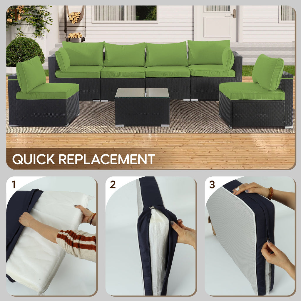 Cushion Covers for 7 Pcs Wicker Rattan Sectional Sofa