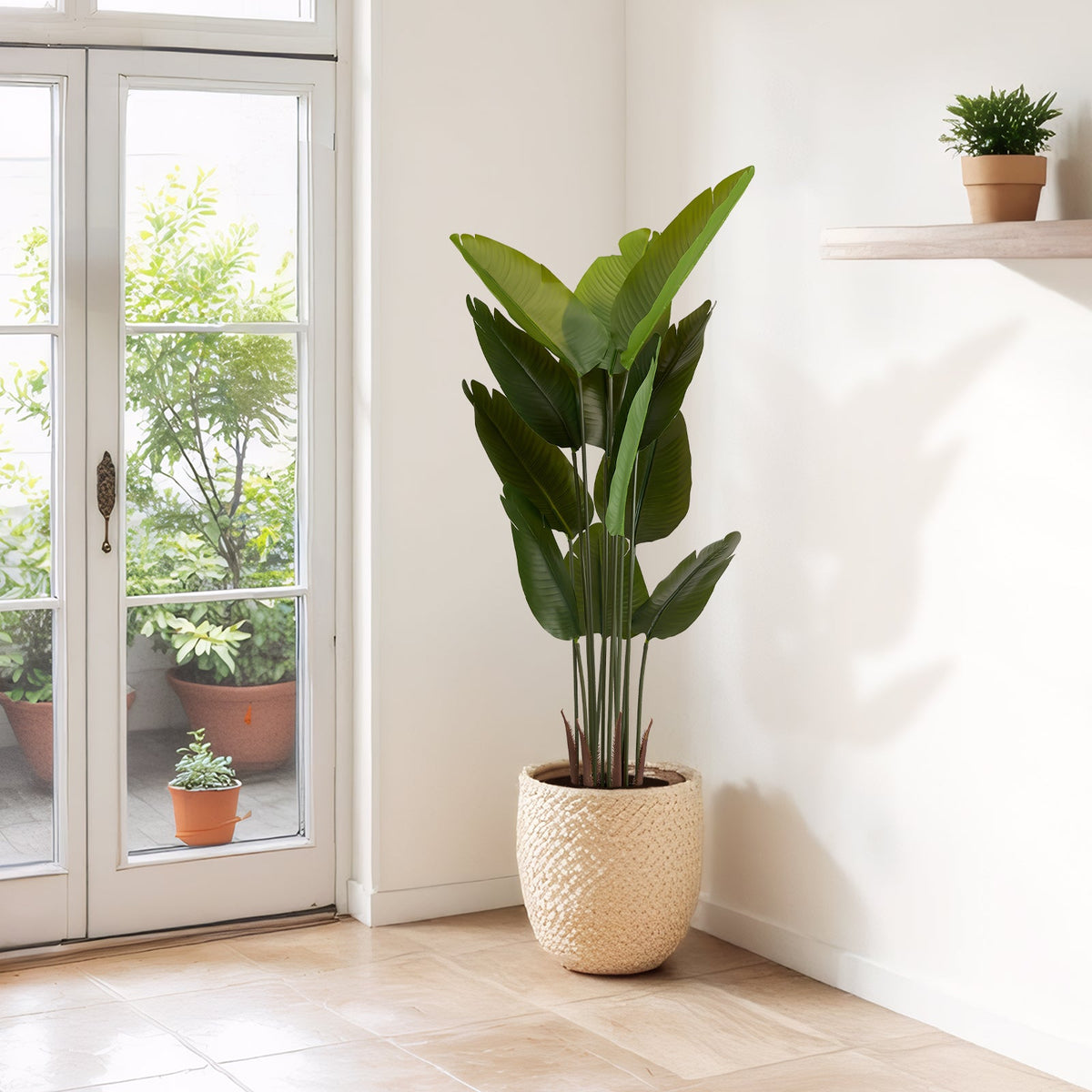 Artificial Bird of Paradise Plant - 5.2ft Tall Faux Tropical Palm Tree