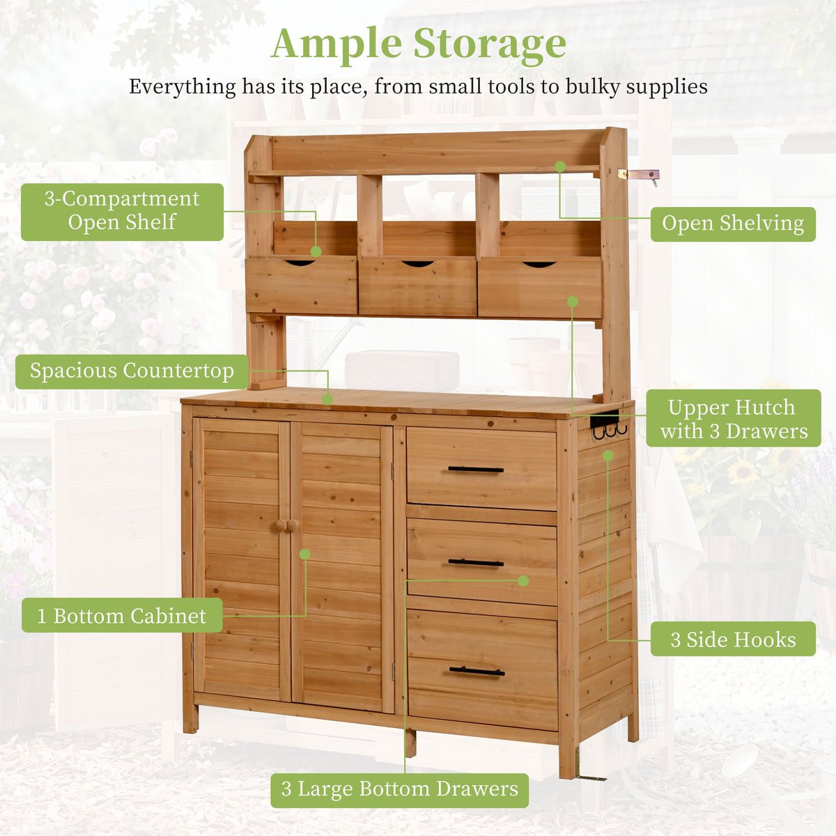 TOPMAX Farmhouse Patio Potting Bench