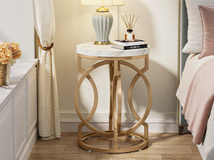 20” Round End Table with Faux Marble Top