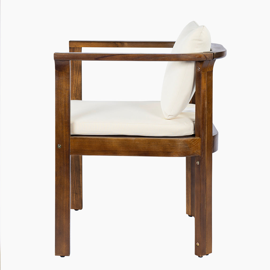 Outdoor Dining Chair Set of 2 with Curved Acacia Wood Arms