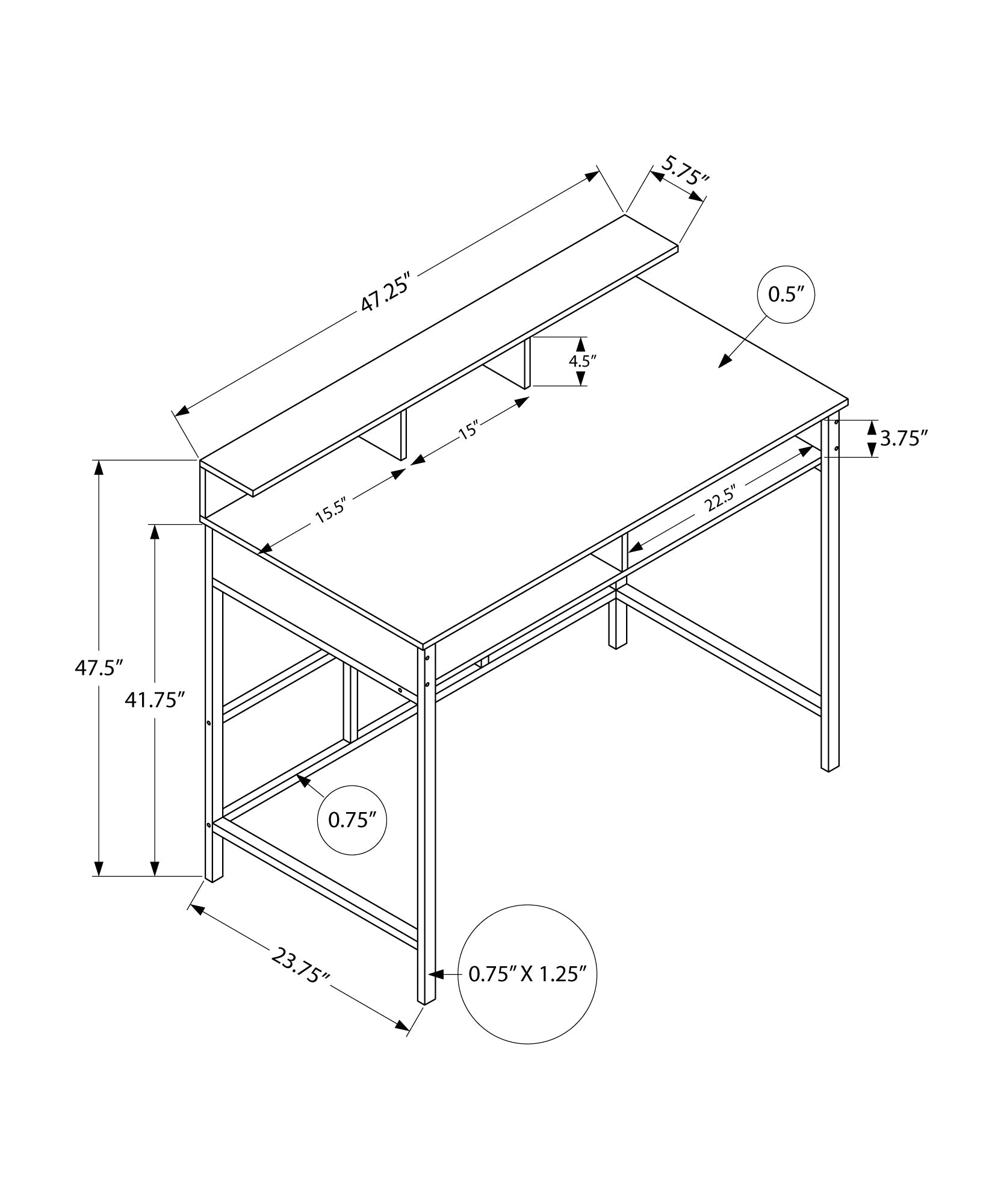 Modern Computer Desk with Storage Shelves
