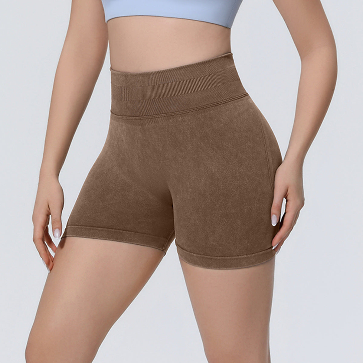 Seamless Knitted Sand-washed Yoga Shorts