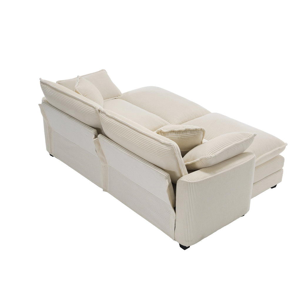 Corduroy Two-Seater Sofa with Ottoman