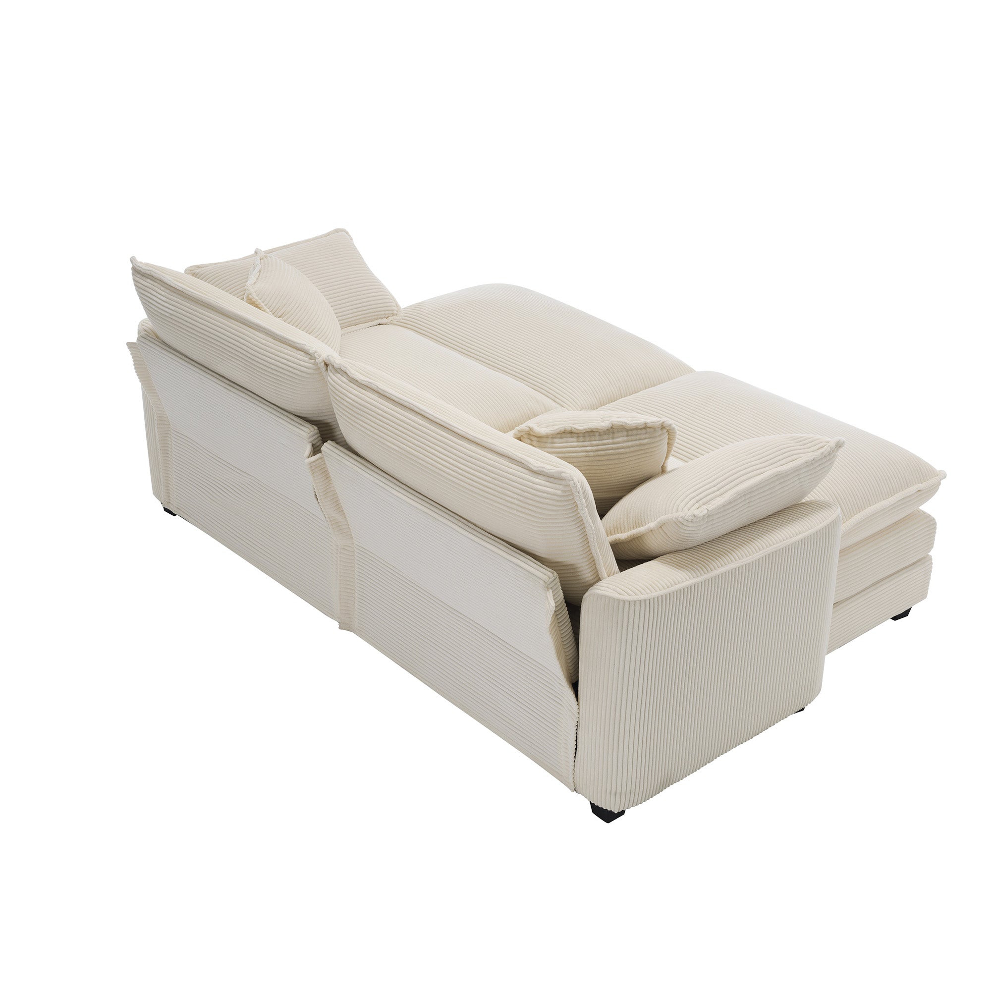 Corduroy Two-Seater Sofa with Ottoman