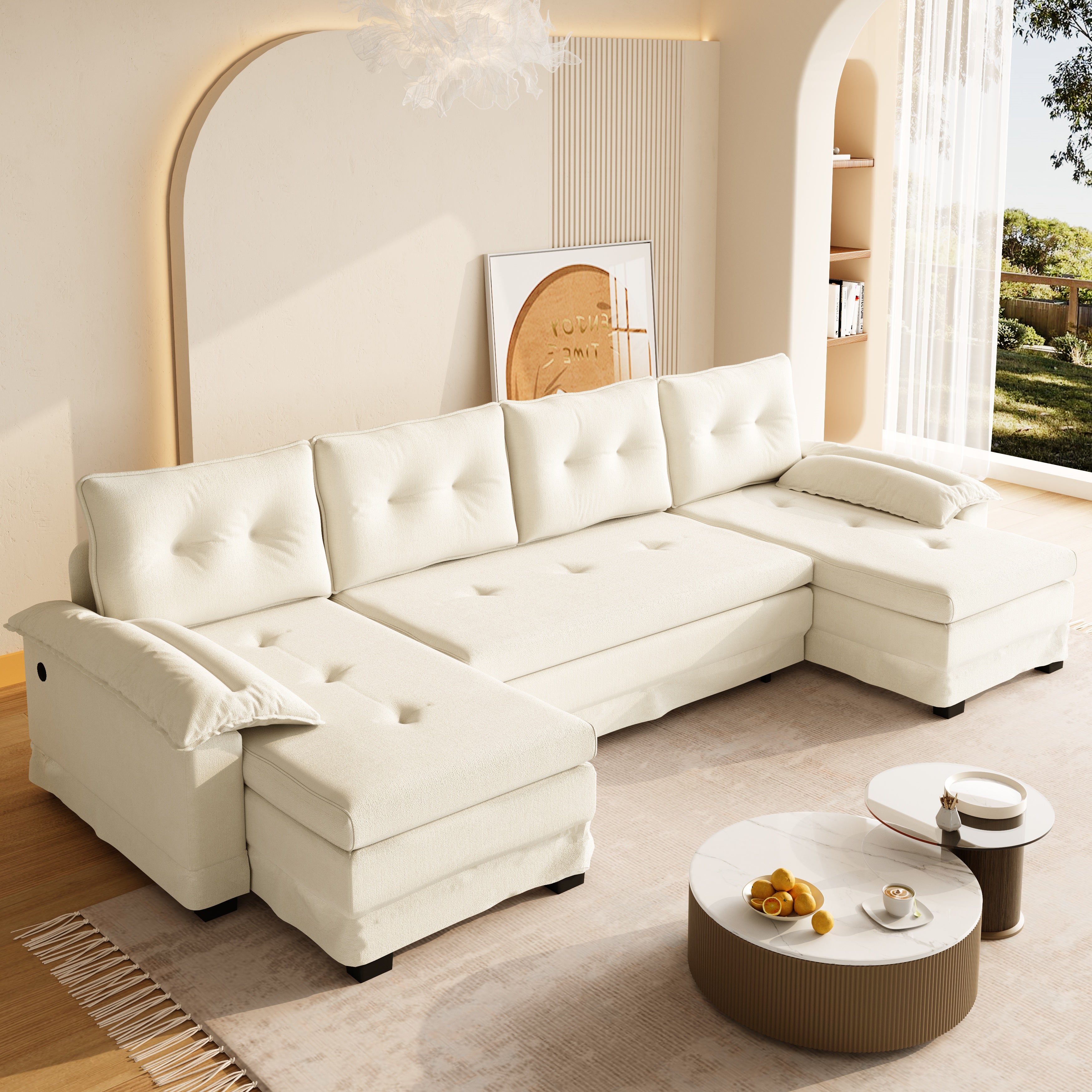 U-Shaped Sleeper Sofa with Pull Out Bed