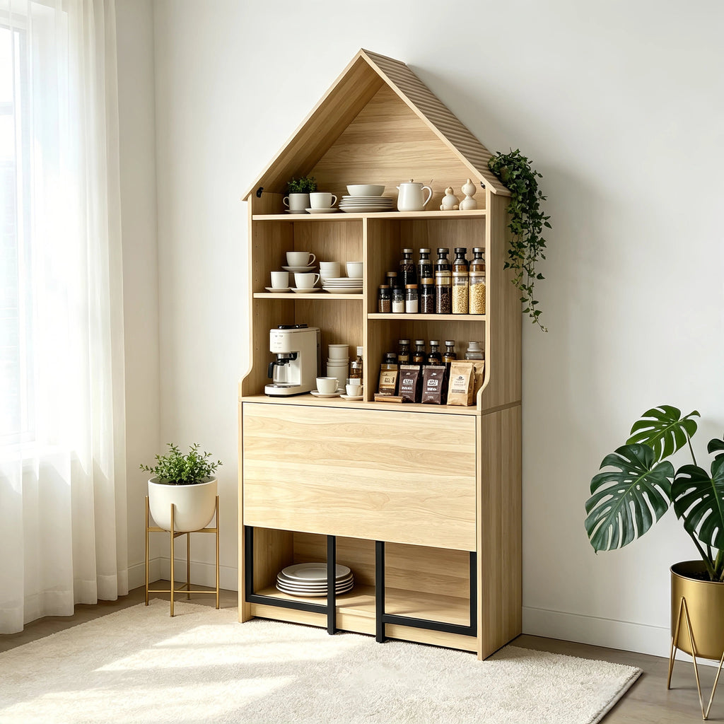 Folding Craft Desk with Storage Shelves