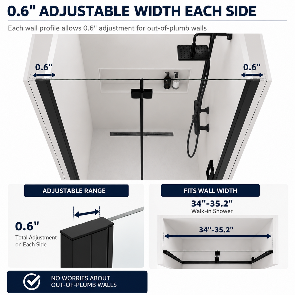 Semi-Frameless Folding Pivot Hinged Shower Door