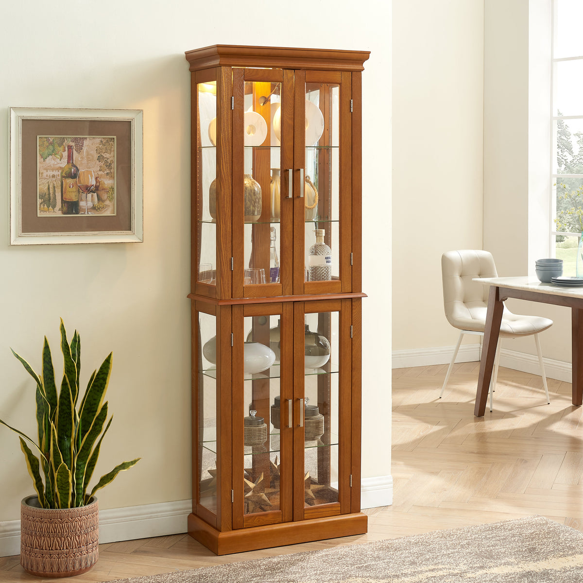 Lighted Curio Cabinet with Adjustable Shelves