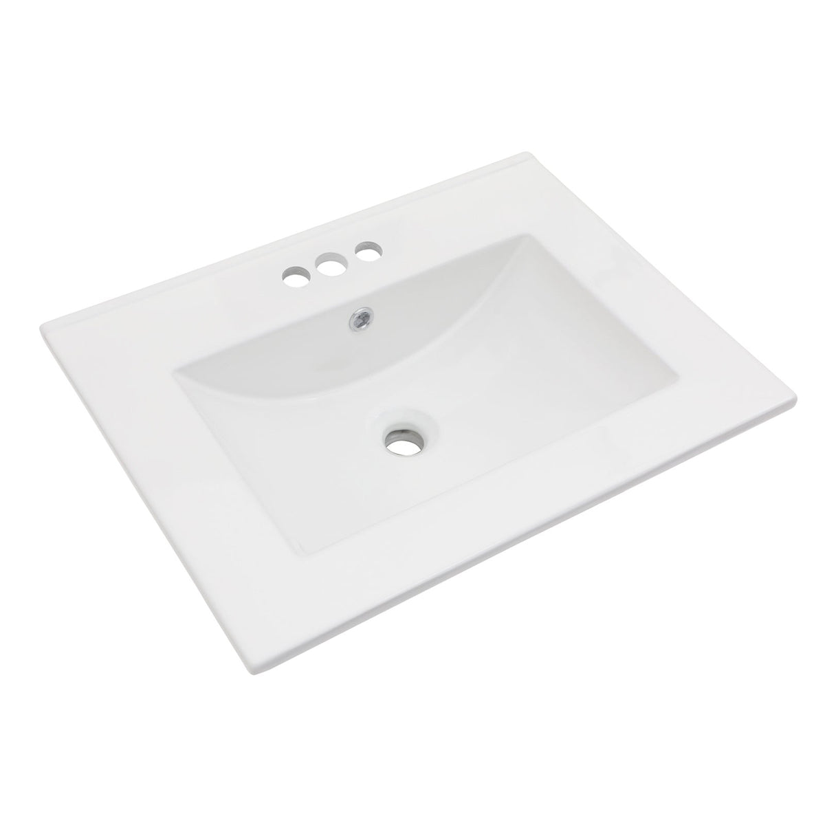 24"x18" White Rectangular Single Vanity Top with Faucet Holes