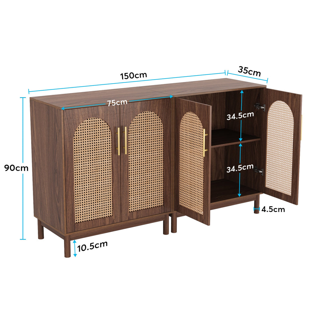 59" Rattan Sideboard Buffet Cabinet