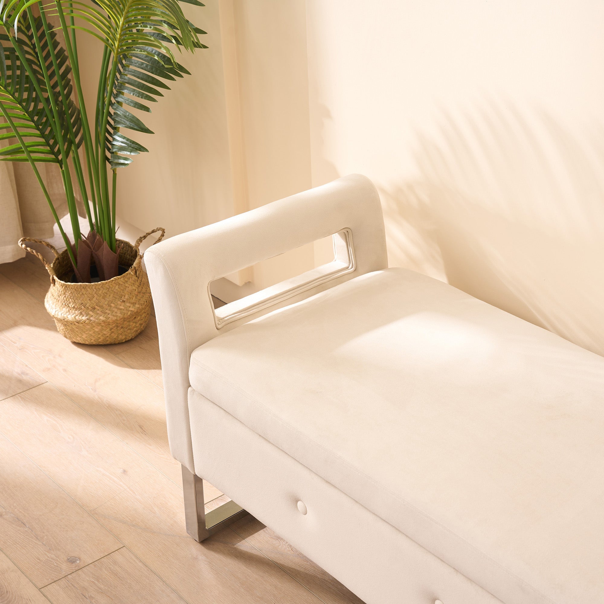 67.91" Wide Velvet Storage Soft Bench with Armrests