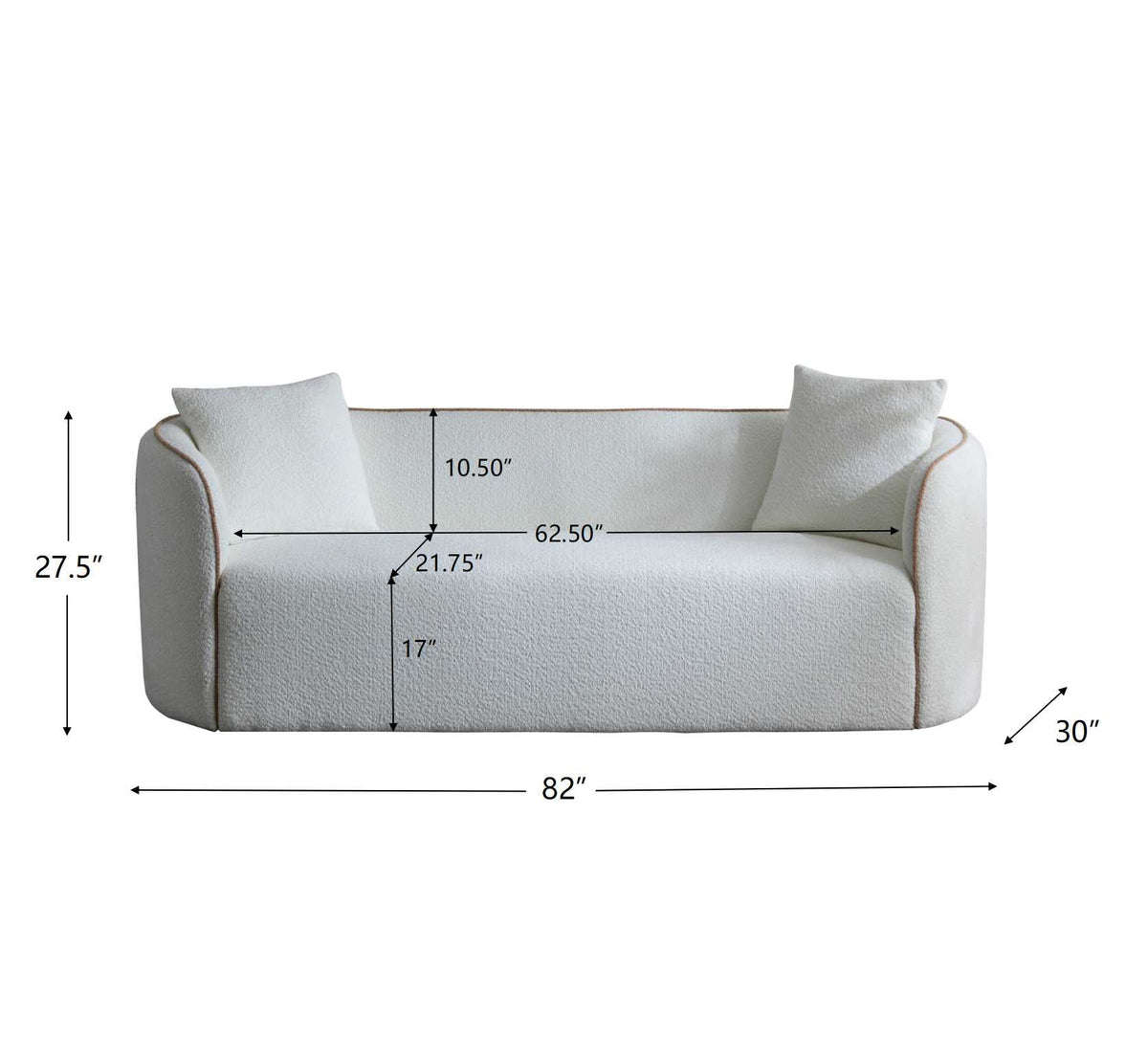 Coral 82" Curved Sofa - 3-Seater