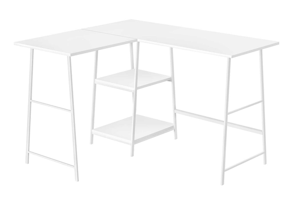 L Shape Computer Desk with Storage Shelves