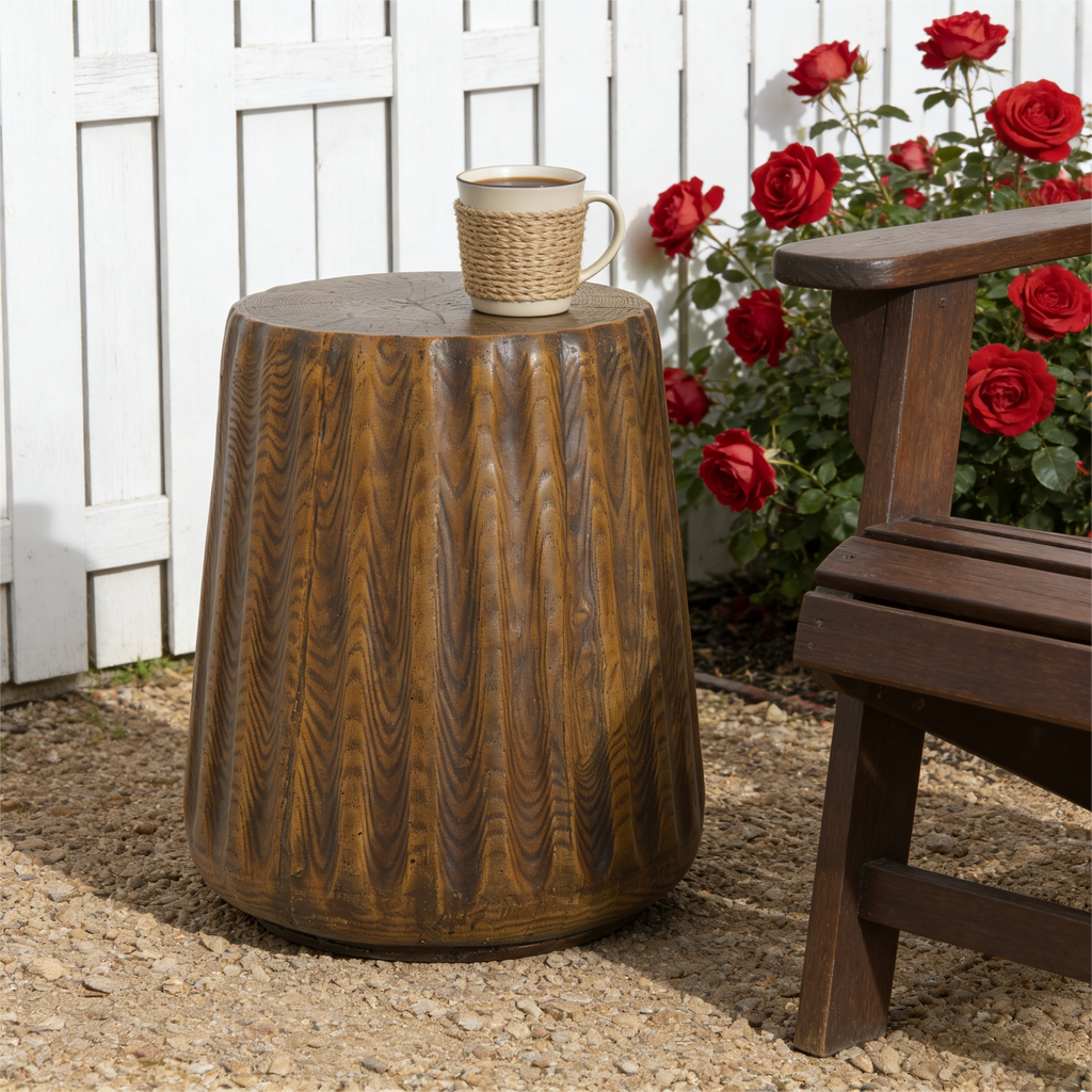 MGO Outdoor Indoor Side Table - Durable Tree Stump Style