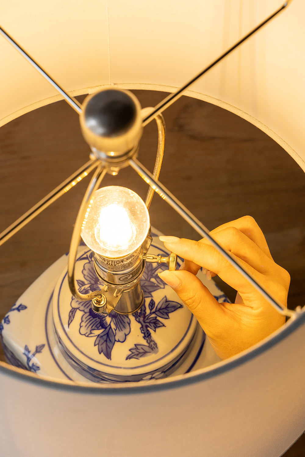 Elegant Table Lamp with Blue Decorative Patterns