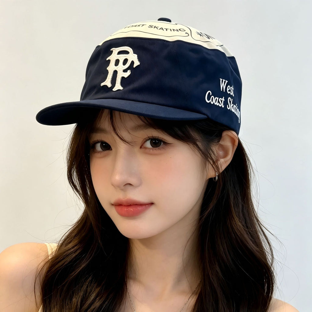 American Style Patchwork 3D Letters PF Flat Top Flat Brim Hat, Fashionably Stylish And Versatile Street Hip-Hop Hat