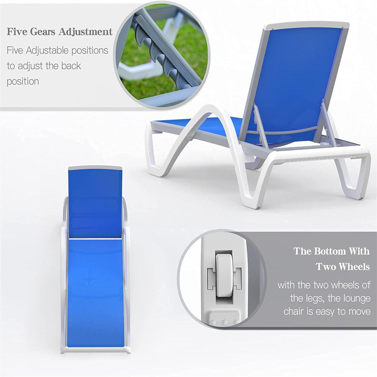 Adjustable Aluminum Patio Chaise Lounge Chair