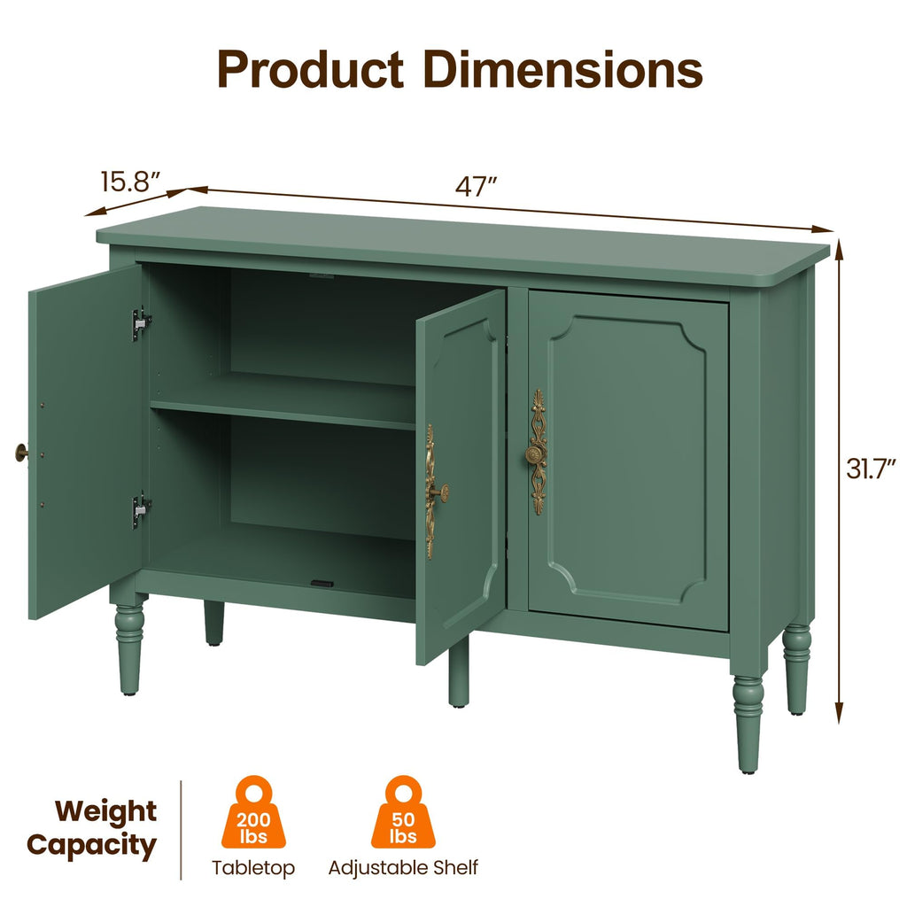 Mid-Century 3-Door Buffet Cabinet for Dining Room