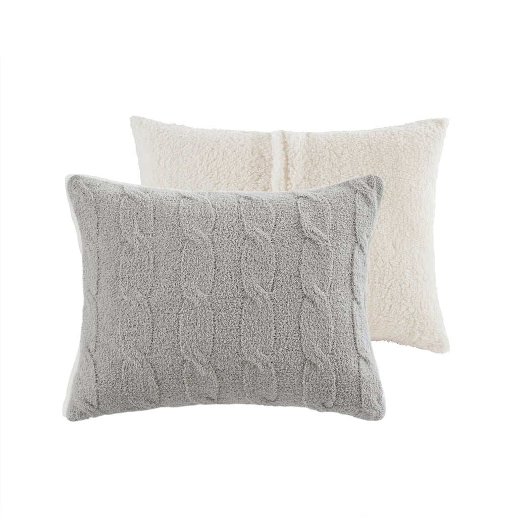 3 Pieces Full/Queen Cable Knit Chenille Comforter Set