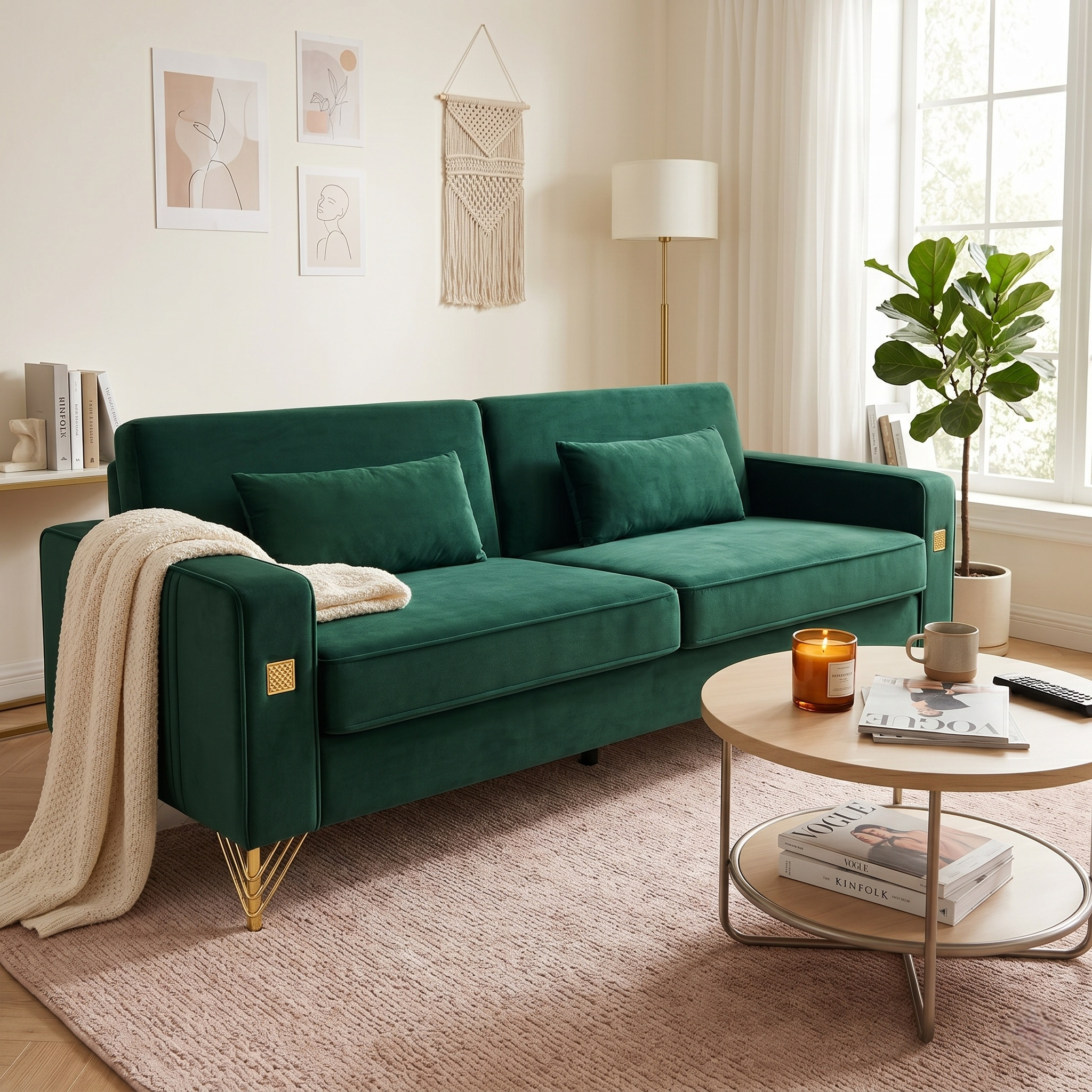 FX-P18-RG2 Luxury Emerald Sofa