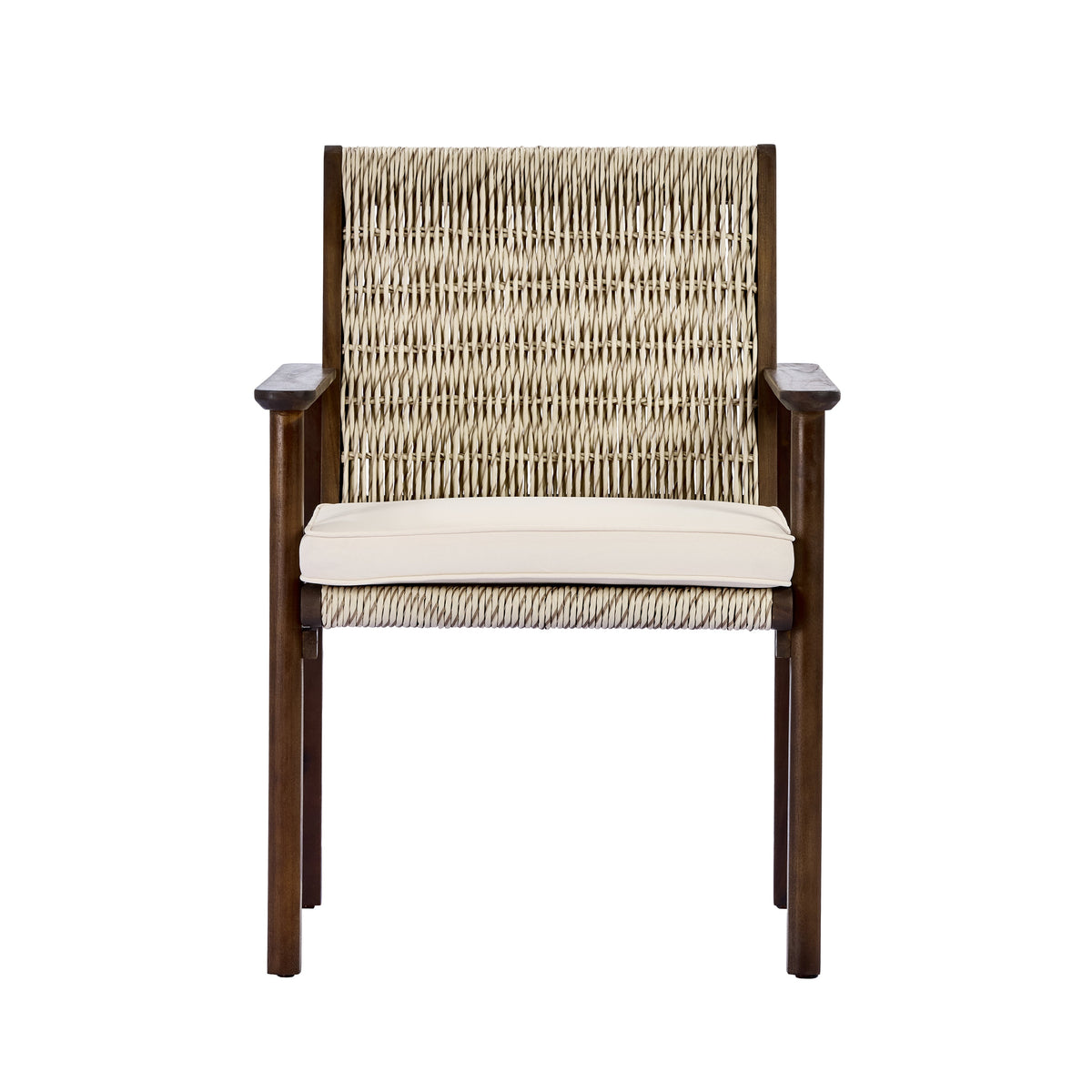 Outdoor Dining Chairs Set of 2 - Acacia Wood & Wicker Rattan