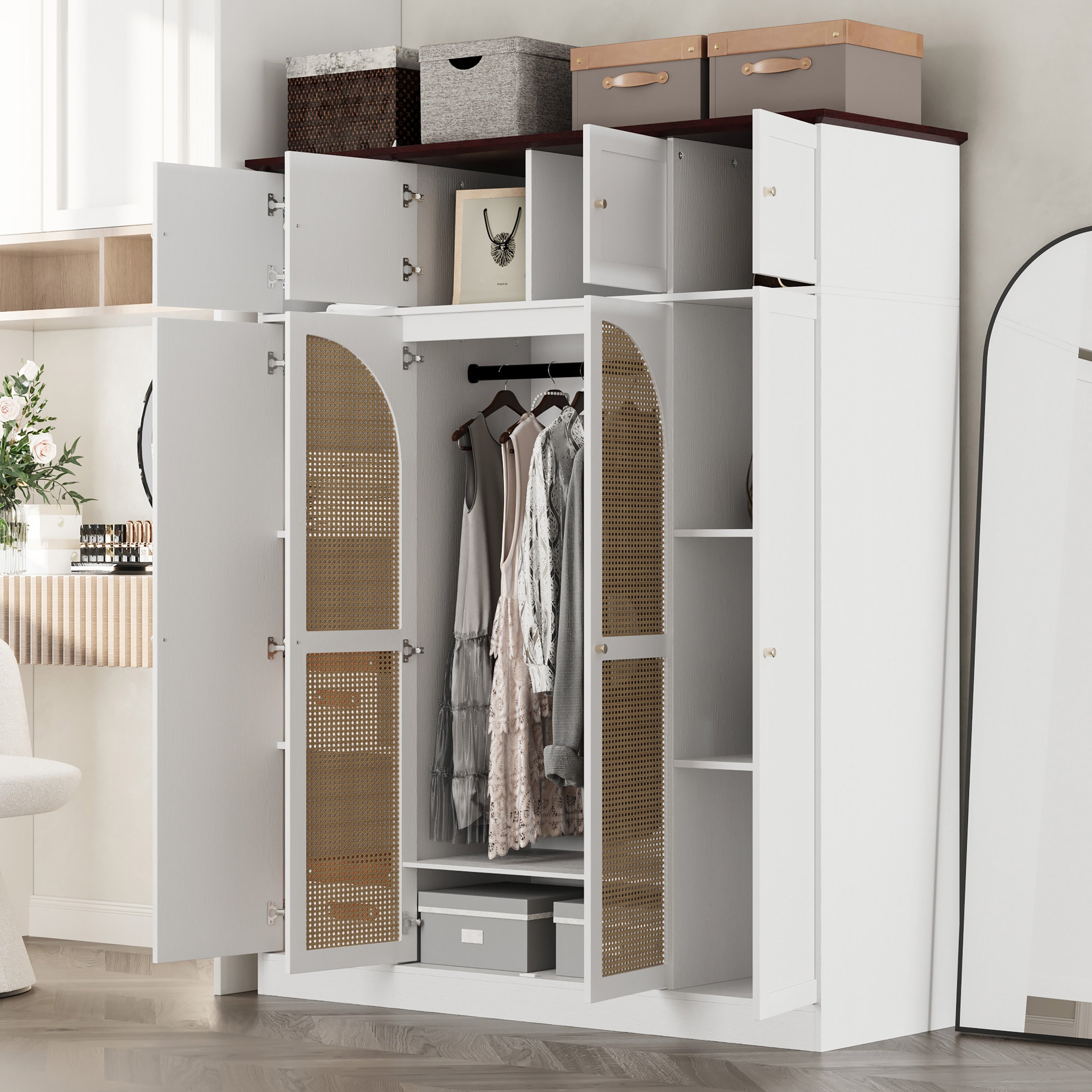 70.87" Tall 8-Door Large Capacity Armoire Wardrobe Closet