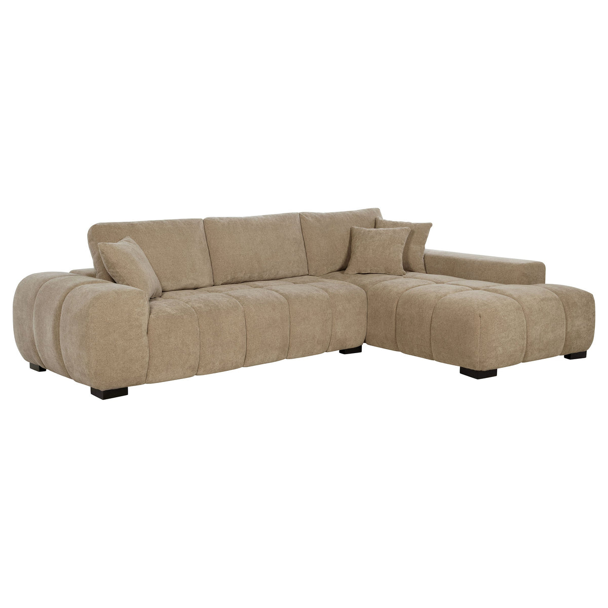 Plather Camel Upholstered Sectional Chaise Sofa