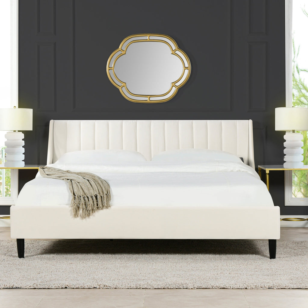 Aspen Vertical Tufted Headboard Platform Bed Set, King, Cloud